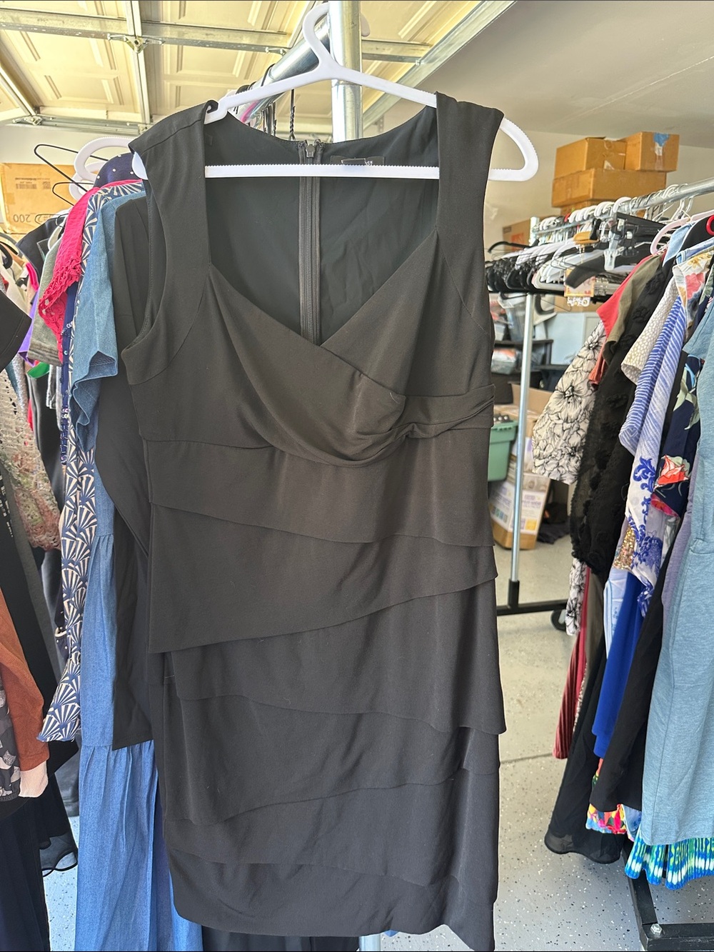 White House Black Market Black Tiered Midi Dress